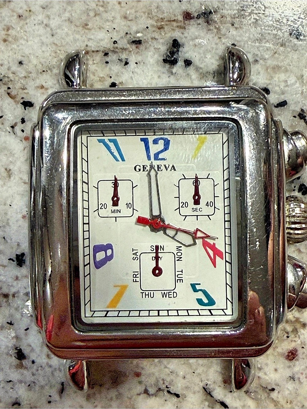 Geneva Silver-Tone Chronograph Watch (No Band)